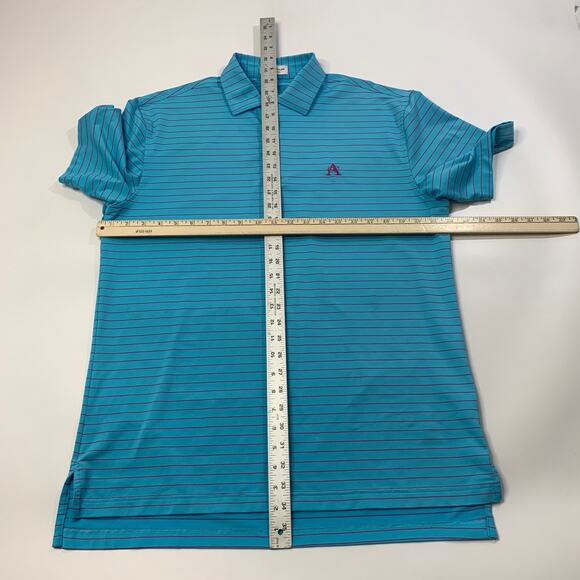 Peter Millar Shirt Mens M Medium Water Geranium Summer Comfort Striped Golf Polo - Picture 5 of 11